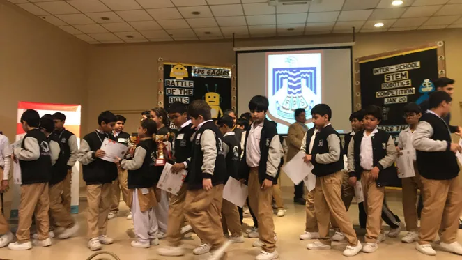 Students participating in a school STEM event